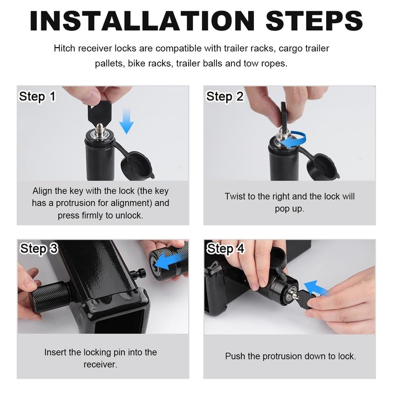 ZNDAW Hitch Receiver Pin Lock, 5/8" Dia Locking Receiver Pin