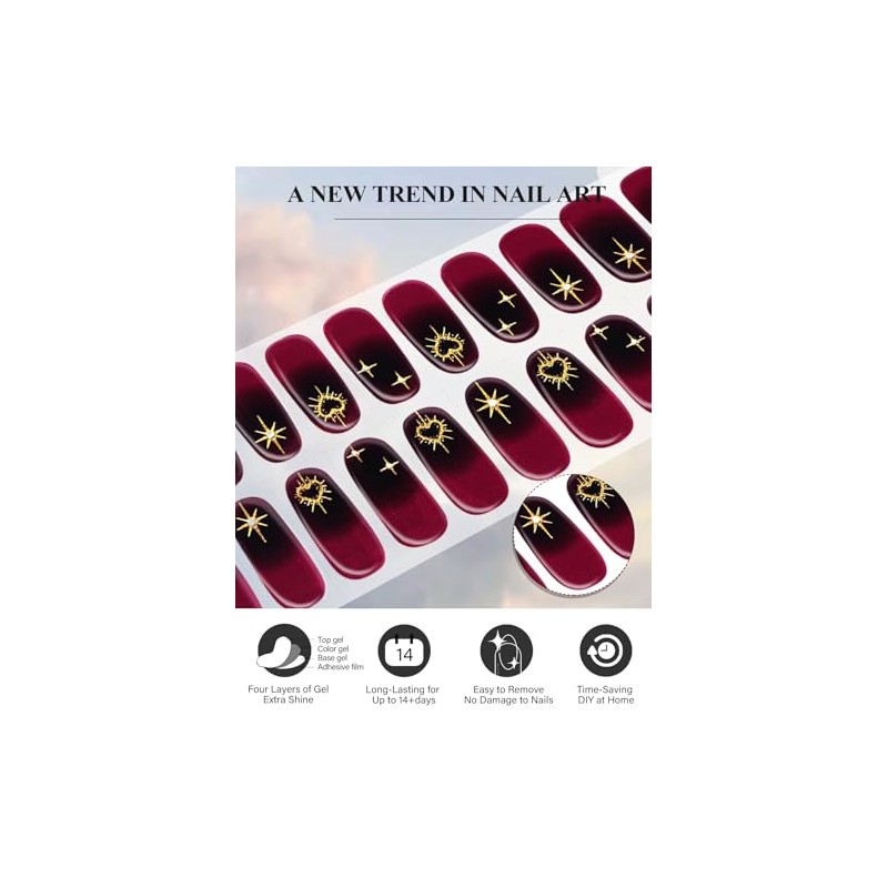 EBANKU 24PCS Tiras de Esmalte de Uñas de Gel Semi-Curado,