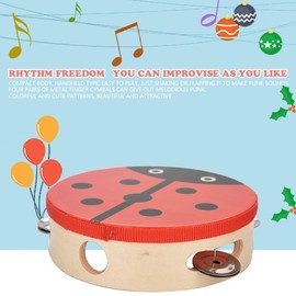 Handheld Tambourine, Cute Patterns 15Cm Tambourine Wood, Parties And Kids Games For Sing Or Dance Accompaniment()