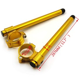 XKMT- Riser Pair Handle Bar 45mm Tube Clip-ons Handlebars Clamp Gold Compatible with Cafe Racer H-D