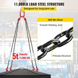 10FT Chain Sling 5/16 Inch X 10 FT Engine Lift Chain G80 Alloy Steel Engine Cha - 10 FT
