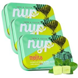 NYP Sugar Free Mojito Lime Chewing Gum, Aspartame Free & Alcohol Free Cocktail Filled Rum Gum Tin, Vegan, 63 Pieces (3 Tins)