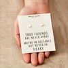Philip Jones Gold Plated Heart Stud Earrings with Quote Card