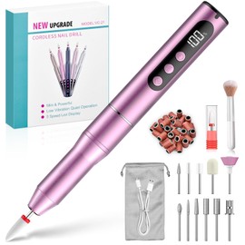 QEANY Wireless Nail Cutter for Gel Nails, Electric Nail File 35000 rpm, Cutter for Gel Nails, 5 Speed Levels Adjustable, for Semi Permanent Manicure and Pedicure