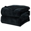 WAVVE Fleece Blanket Sofa Throw Black 4ft x 5ft -