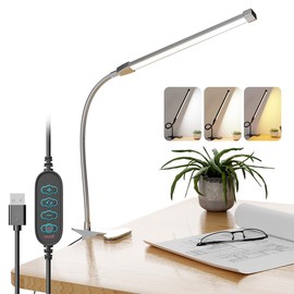 C-J-W LED Desk Light, Clip Lighting, Stand, Table Stand, Desktop Stand, Clip Light, Bedroom Lighting, 3 Level Adjustment, 10 Level Dimming, Eye Friendly, Energy Saving, Desk Light, 360° Freely Rotate,