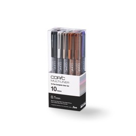 Copic Multiliner Set, 10-Pen Complete Color Set - 0.3mm, Water-based pigment ink (alcohol resistant and becomes waterproof when dry)