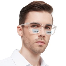 WEMOOTANTS Large Bifocal Reading Glasses Men Blue Light Blocking Readers with Spring Hinges 1.0 1.25 1.5 1.75 2.0 2.25 2.5 2.75 3.0 3.5 (Clear, 3.50)