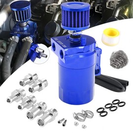 VEHSUN Oil Catch Tank, Car, Motorcycle, Aluminum, General Purpose Oil Catch, Includes Freezer Filter, Flat Head, Cylindrical Type, Hose Nipple Included, Outer Diameter: 4.3 inches (11 mm), 0.5 inches