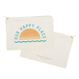 The Cotton & Canvas Co. Our Happy Place Summer Beach Cosmetic Bag and Travel Make Up Pouch