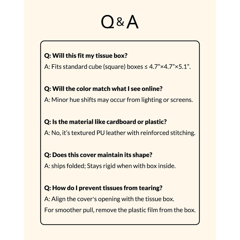 OLETHA Square Tissue Box Cover - Aesthetic Desk Decor for