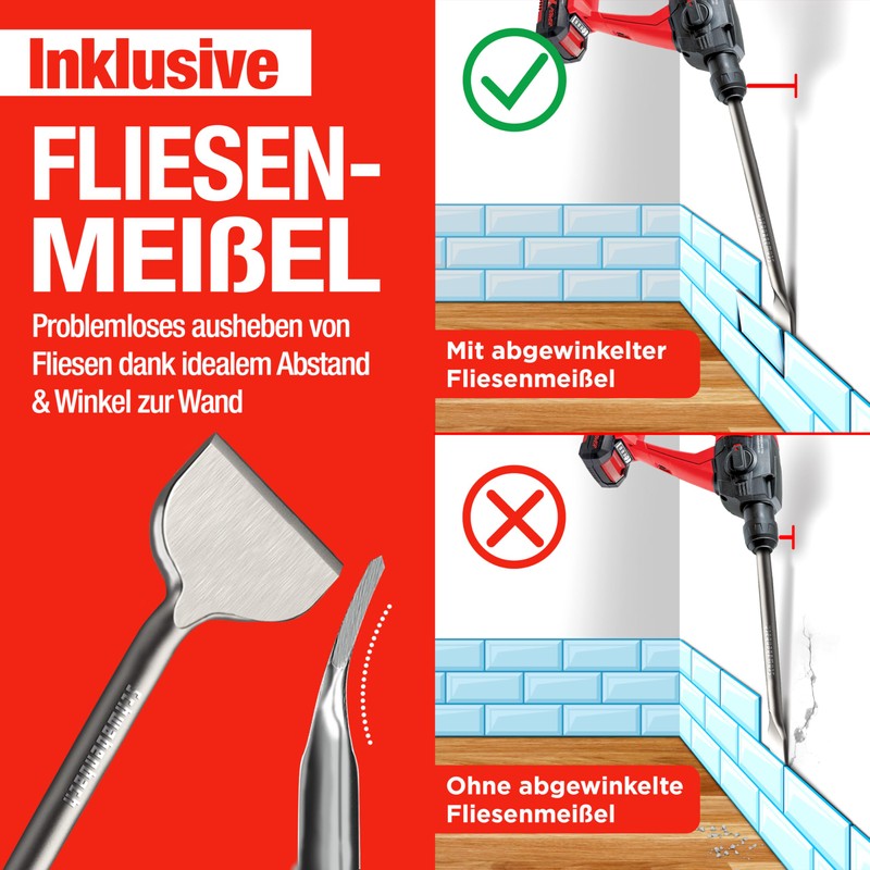 SCHWABENBACH® SDS MAX Tile Chisel 300 x 80 mm Angled