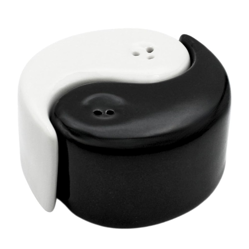 Dekohelden24 Yin Yang Ceramic Salt & Pepper Shakers in Black