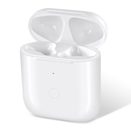 Wireless Charging Case Replacement Compatible with AirPod 2 1, Air Pod Charger Case with Bluetooth Pairing Sync Button, Without Earbuds, White