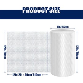 RPJC 12 Inch x20 Feet Bubble Wrap Roll with Every 12 inches Easy Tearing Perforation for Moving Packing and Shipping Cushioning Made in US
