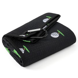 Mile High Life Golf Towel(16"x24"),Fun Prints Microfiber Towels,Waffle Fabric Large Golf Towel,with Heavy Duty Clip,Golf Bag Accessories for Men and Women (Black Towel,Printed-Golf Ball)