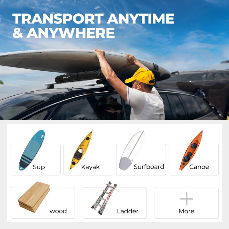 BougeRV 2.0 Soft Roof Rack Pads for Crossbars Protective, Water-Resistant