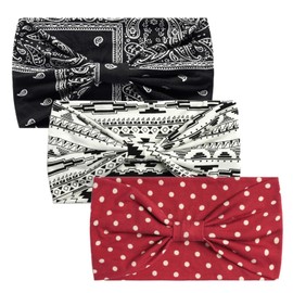 scicent 13938 Women's Summer Headband Boho Elastic Soft Criss Cross Floral Hair Bands Not Easy to Slip Off Suitable for Everyday Yoga Sports Fitness