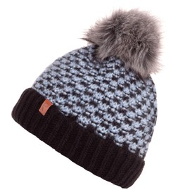 Faera Winter Hat Soft Lined with Faux Fur Bobble Hat Fleece Lining Winter Knitted Hat Beanie Hat Women Men One Size 04, blue