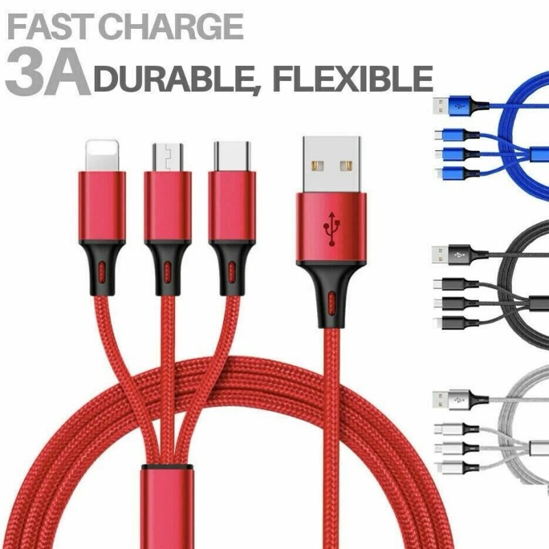 Unbranded 3 in 1 Fast USB Charging Cable Universal Multi