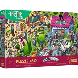 Trefl - The Treflik Family, Treflik Celebrate - Puzzle 160 Elements - Colourful Puzzle with Treflik, Creative Entertainment, Fun for Children from 6 Years