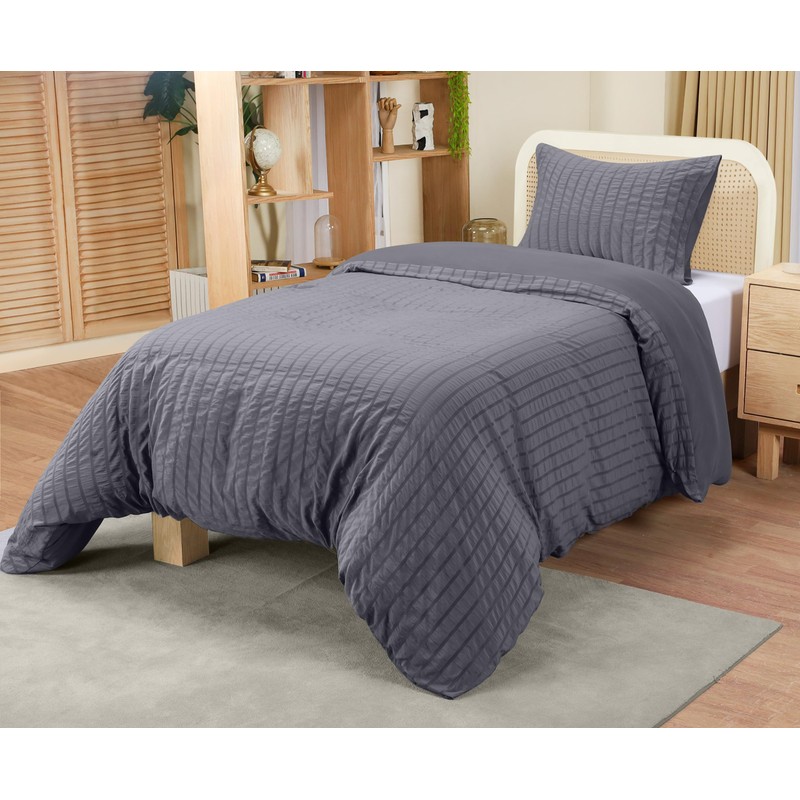 Utopia Bedding Seersucker Duvet Cover - Single Duvet Cover Set