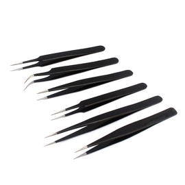 Precise Canada - 6Pcs Tweezers Set Anti-Static Tweezer Stainless Steel Anti-Corrosion Tweezers Hand Tools with Case