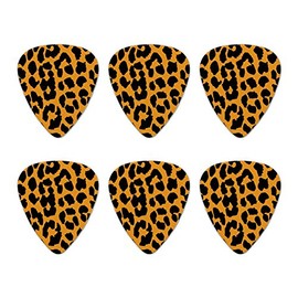 Leopard Print Orange And Black Novelty Guitar Picks Medium Gauge - Set of 6