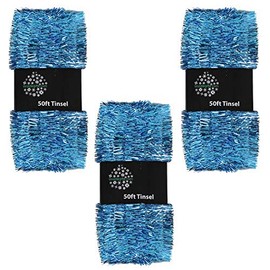 Widdle Wonderland Christmas Tree 3 Packs 50ft x 3cm (150ft) Tinsel GREAT VALUE - Blue