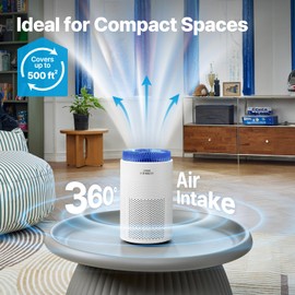 COWAY Air Purifiers for Bedroom Home up to 500 ft², Particulate Filter for Smoke, Allergies, Pet Dander, AQI Monitor, Auto&Sleep Mode, Timer, Filter Indicator, Night Light, 3yr Warranty, 50 White