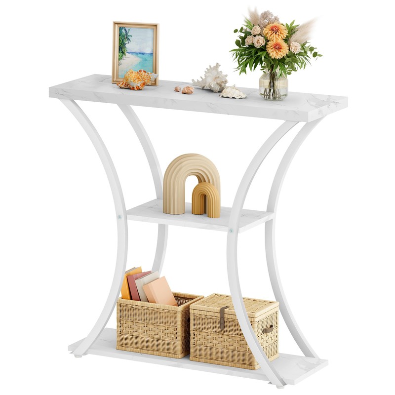 Hoctieon 3 Tier Console Table with Open Wood Shelves, Decorative