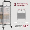 Tajsoon 3 Bag Laundry Sorter Cart, Laundry Hamper Sorter Basket