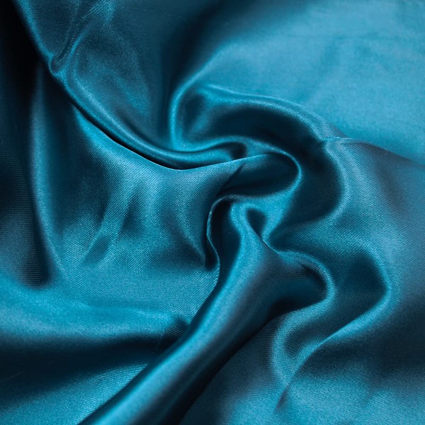 Teal Blue Satin Fabric by The Yard, Charmeuse Fabrics, Charmeuse