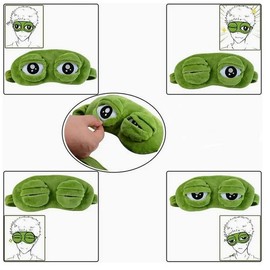 J&G Eye Mask, Fluff Cartoon Frog Sleeping Funny Novelty Eye Cover Eyeshade Travel Mask (Green)