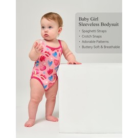 EASWEET - Paquete de 3 mamelucos sin mangas y camisola de bambú de viscosa para bebé, Girasol/Fantasy Love/Flamingo, 3-6 Meses