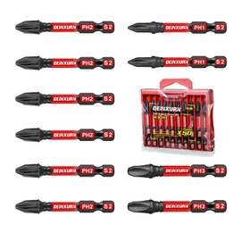 Geinxurn Impact Tough 2 in. (PH1/PH2/PH3) Screwdriver Bits Set,10 Pack Magnetic S2 Steel Phillips Power Driver Bits with Storage M-Box