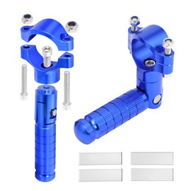 YWLUWEI Foot Pegs Non-sliding Footrest Motorcycle Bicycle Folding Foot Pegs 90 Degree Foldable Electric Motorbike Passenger Footrests Rearsets Rear Set Footpegs Foot Rest Pedals (Blue)