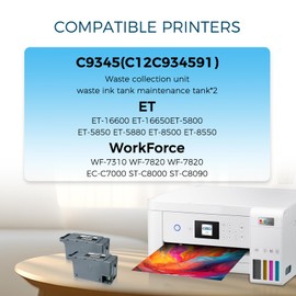 JANMORE C9345 Ink Maintenance Box Compatible for ET-8550 WF-7840 ET-8500 ET-5850 ET-5800 ET-16600 ET-16650 ET-5880 WF-7310 WF-M4119 WF-M4619 WF-7820 ST-C5000 Printers C9345 Maintenance Box