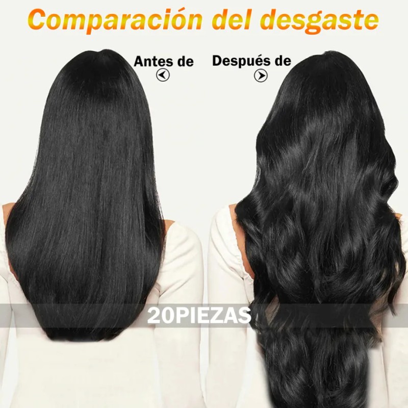 Extensiones De Cabello Natural Ondulado Con Clip 7 Piezas