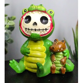 Ebros Gift Furry Bones Chomper The Alligator with Crocodile Sidekick Costumed Skeleton Monster Collectible Figurine 2.75" Tall Furrybones Decor Collector Item Ossuary Macabre Sculpture