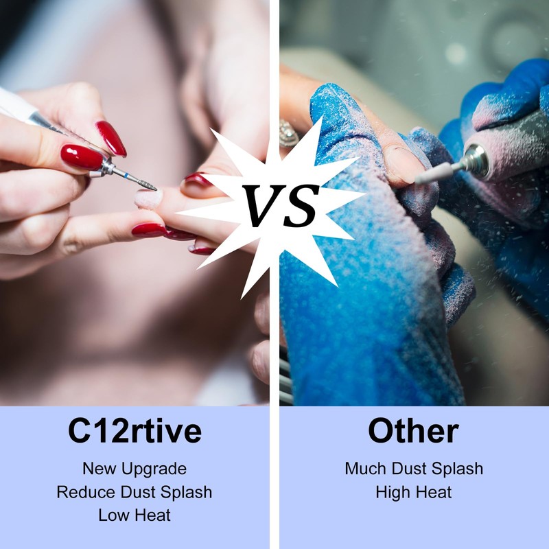 C12rtive Medium Nail Drill Bits Diamond Carbide Spiral FrameCuticle Remover