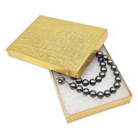 TheDisplayGuys - 100-Pack #53 Cardboard Linen Paper Jewelry Boxes Gift Cases w. Cotton Padding - Gold (5.4" x 3.9" x 1.0")