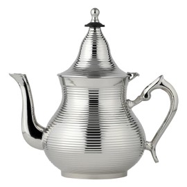 Marrakech Oriental Decorative Teapot Tea Maker with Strainer Insert 750 ml | Nadima Teapots Silver 21 cm Large for Moroccan Mint Tea | Tea Container as Ramadan Iftar Decoration in the Living Room or