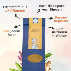 HILDEGARDS LADEN Bitterfein Kr?uterbitter-Pulver | nach Hildegard von Bingen | Fastenbegleiter | Doppelpack | Bitterstoffe aus 13 Pflanzen | Vor jedem Essen | 100g - Pulver fr ca. 33 Tage