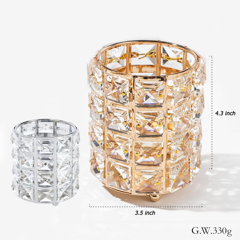 GHYTRIGEN 2 Pcs Makeup Brush Holder,Crystal Fountain Pen Holder,Cosmetics Brush