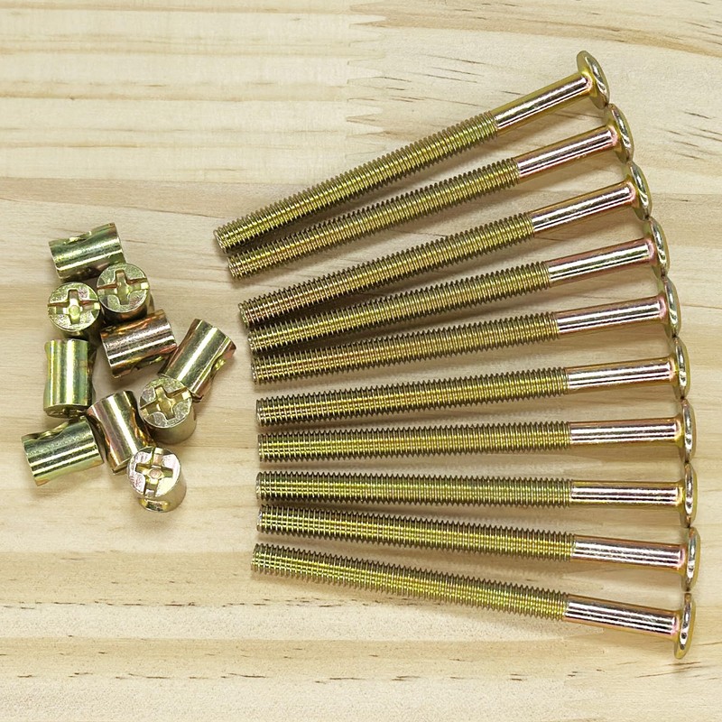 10-Set M6 Furniture Bolt and Nut Kit, Hex Socket Bed