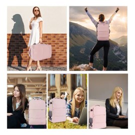 Mochila De Viaje Mujer Mochila Para Laptop 15.6 Pulgadas Antirrobo Y Impermeable Mochila Aprobado Por Avión 10kg Taygeer 1001 color rosa diseño lisa