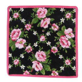 FEILER Amelie Black Pink Handkerchief Hand Towel, 9.8 inches (25 cm)