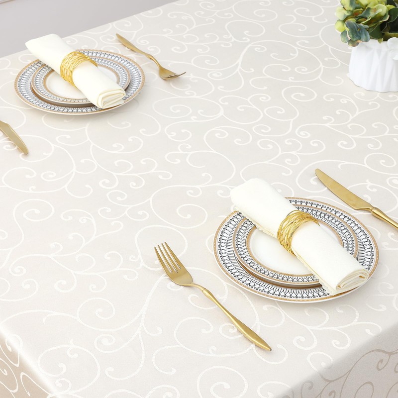 smiry Washable Tablecloth, Ornaments, Rectangular, 130 x 200 cm, Damask