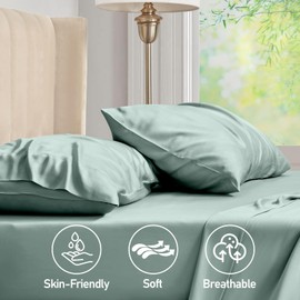VIPfree Pillow Cases King Size Set of 2, 100% Rayon Derived from Bamboo, Cooling Pillowcase, Soft & Breathable Pillow Covers with Envelope Closure (20x40 inches, Sage Green)